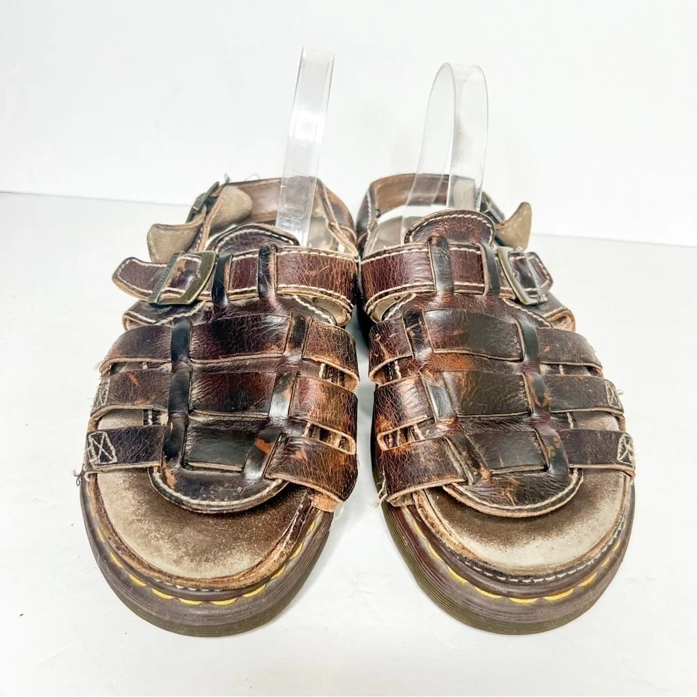 VTG Y2K Dr. Martens Chunky Fisherman Leather Sandals Slingback Size 10 Men’s